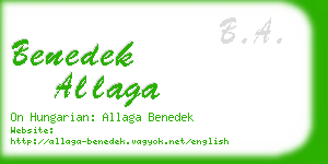 benedek allaga business card